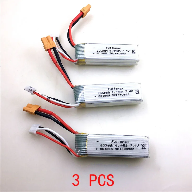 3 PCS 7,4 в 600 мАч Lipo батарея для XK K130 Запчасти для радиоуправляемого вертолета аксессуары XK K130 батарея - Цвет: 3 PCS
