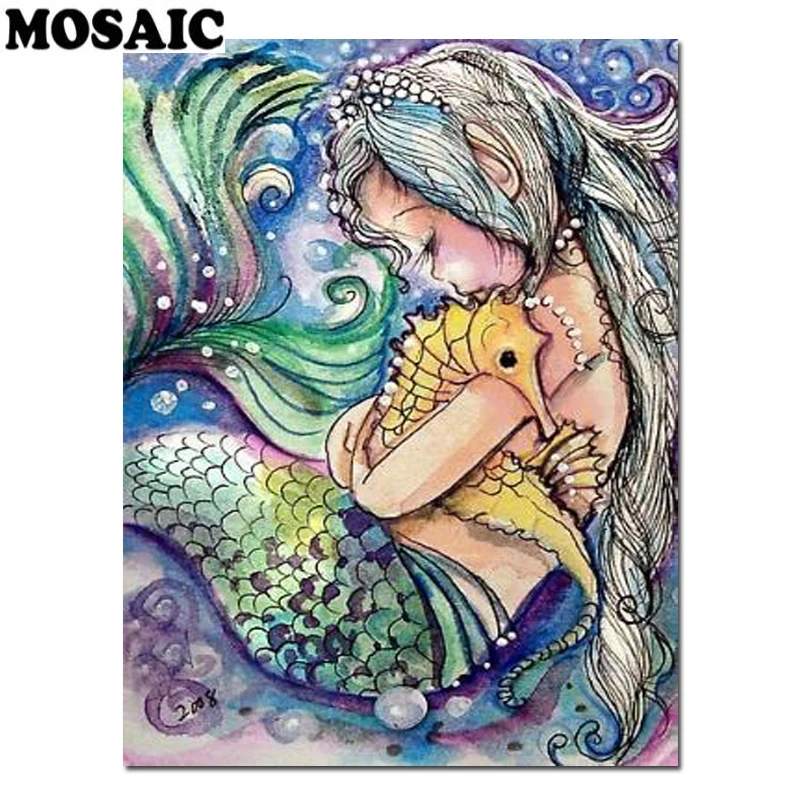 Домашний декор 5D Diy Алмазная вышивка крестиком на рисунке Наборы &quotРусалка&quot