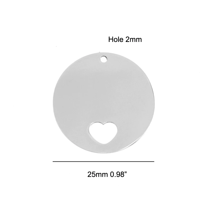 

10 шт., круглые подвески в форме сердца из нержавеющей стали
