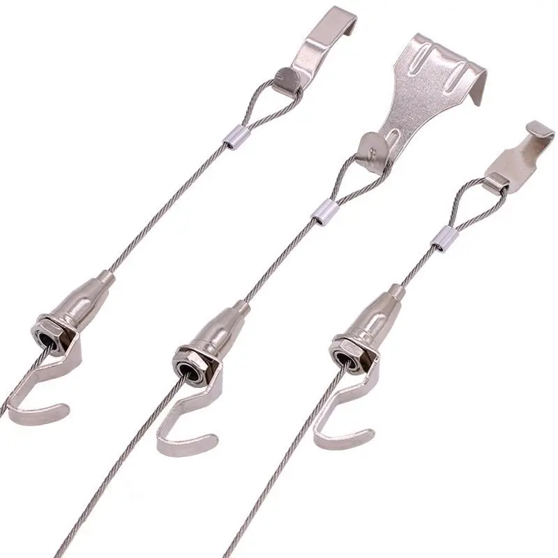 

1set Adjustable Hanger Hooks photo frame Wall Hook 0.5-3M long steel wire Professional Art Gallery Display Hanging Accessories