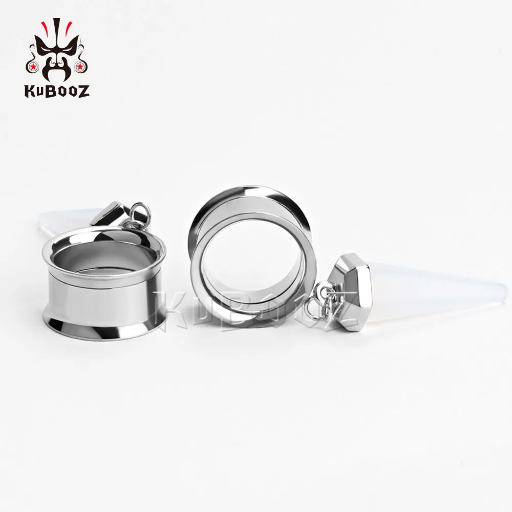 Kubooz Пирсинг из нержавеющей стали, серьги, пирсинг, ювелирные изделия для тела, Висячие камни, тоннели для уха, двойные расклешенные пробки, расширитель