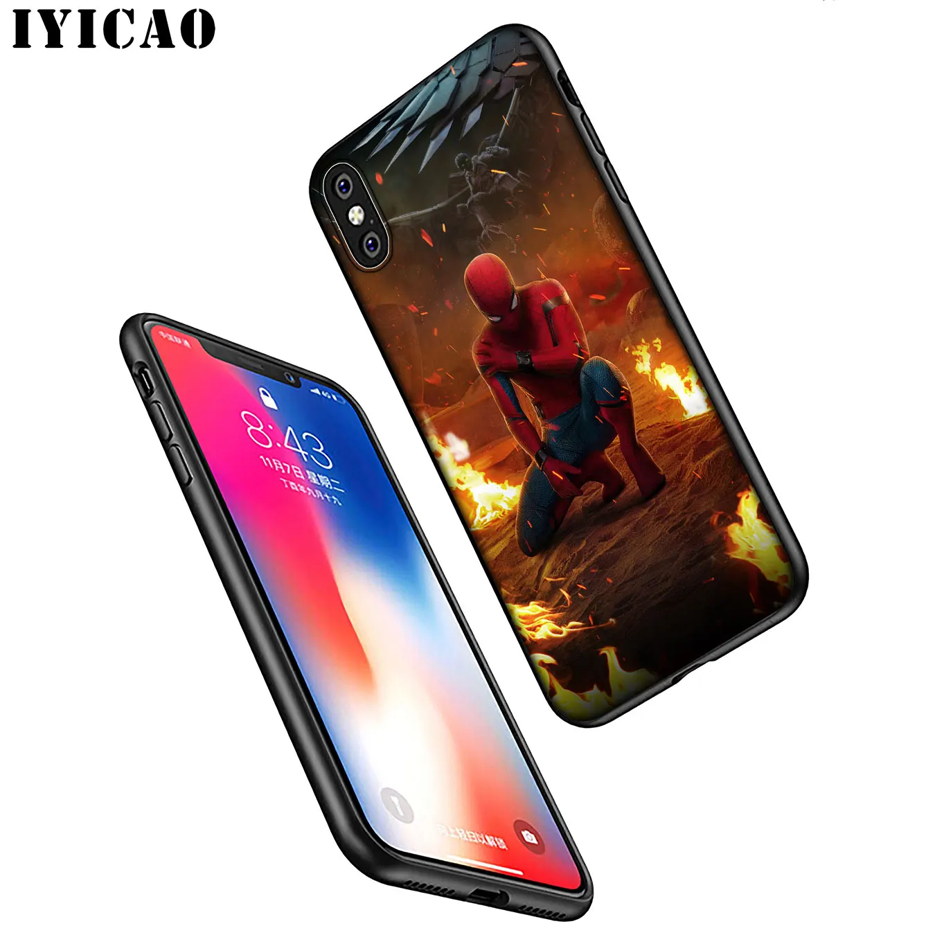 IYICAO Мягкий силиконовый чехол для iPhone XR X XS 11 Pro Max 6 6S 7 8 Plus 5 5S SE TPU черный |