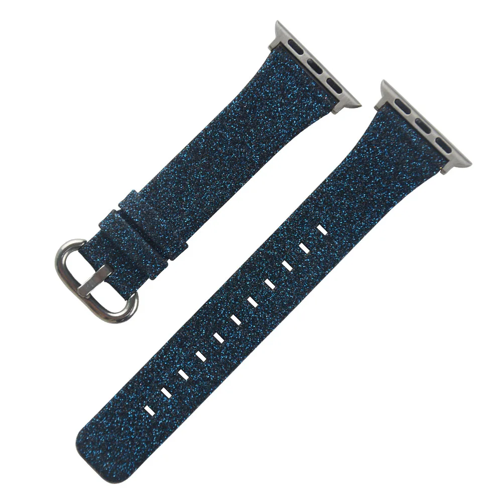 Для Apple Watch Band Series 6 SE 5 4 3 2 38 мм 42 40 44 Блестящий кожаный ремешок для iWatch