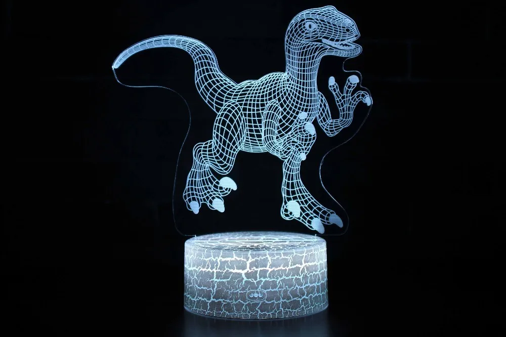 01 С принтом динозавра из мультфильма, светодиодный 3D ночной Светильник Touch/Дистанционное Управление 16 Цвет настольная лампа зарядка через usb Батарея приведенный в действие Прямая - Испускаемый цвет: 01