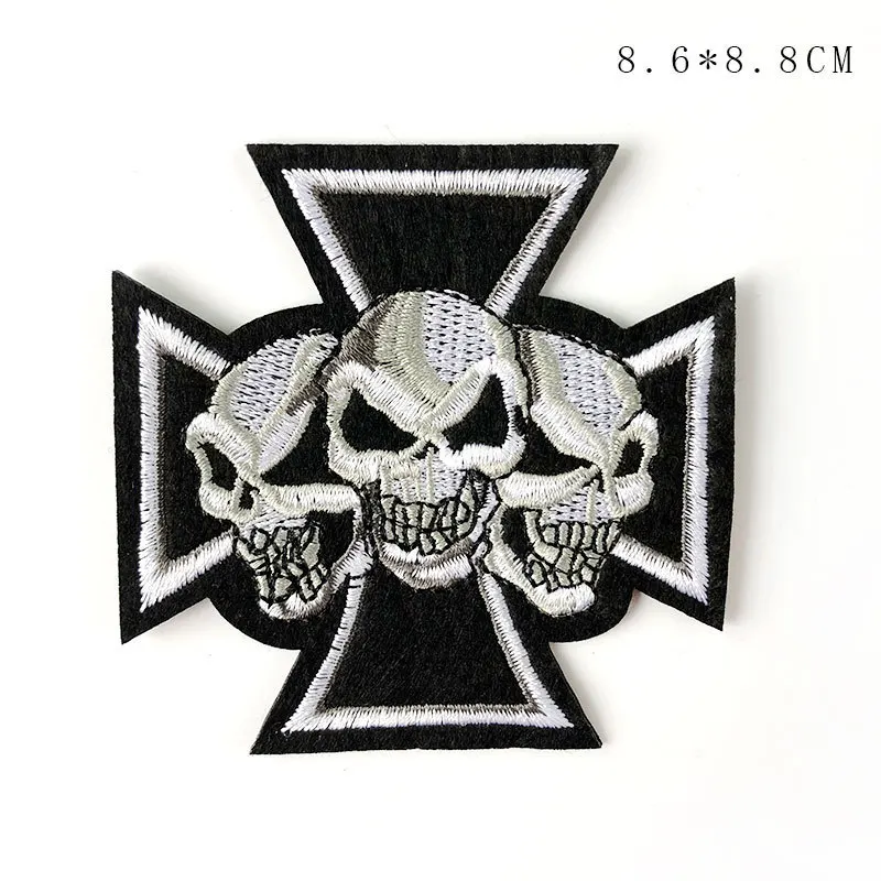PGY Байкер Punk Череп заплатка для одежды швейная аппликация полосы на наклейки для одежды на мотоцикле Stussy Средний нашивка пальцы - Цвет: Skull Cross