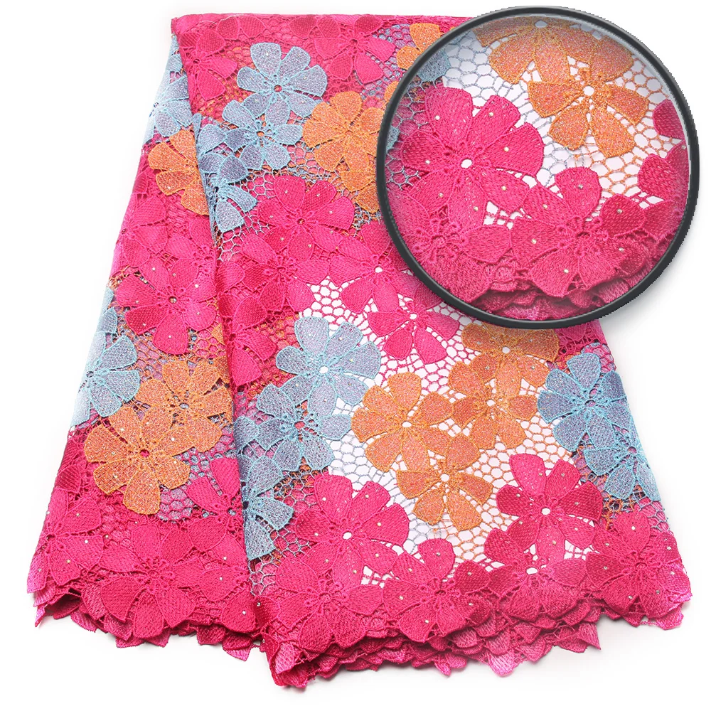 Горячая продажа Африканский 2017 фиолетовый кружевной ткани с камнями для