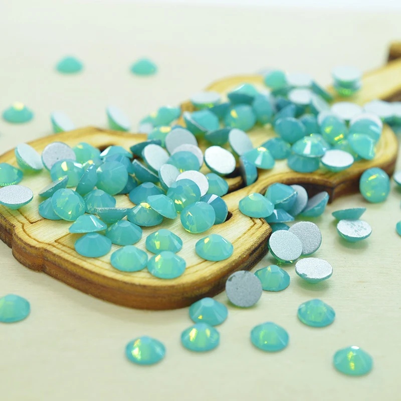 

Green Opal Flat Back Rhinestones for Nail Art, Glue On Crystals / Non Hotfix Rhinestones