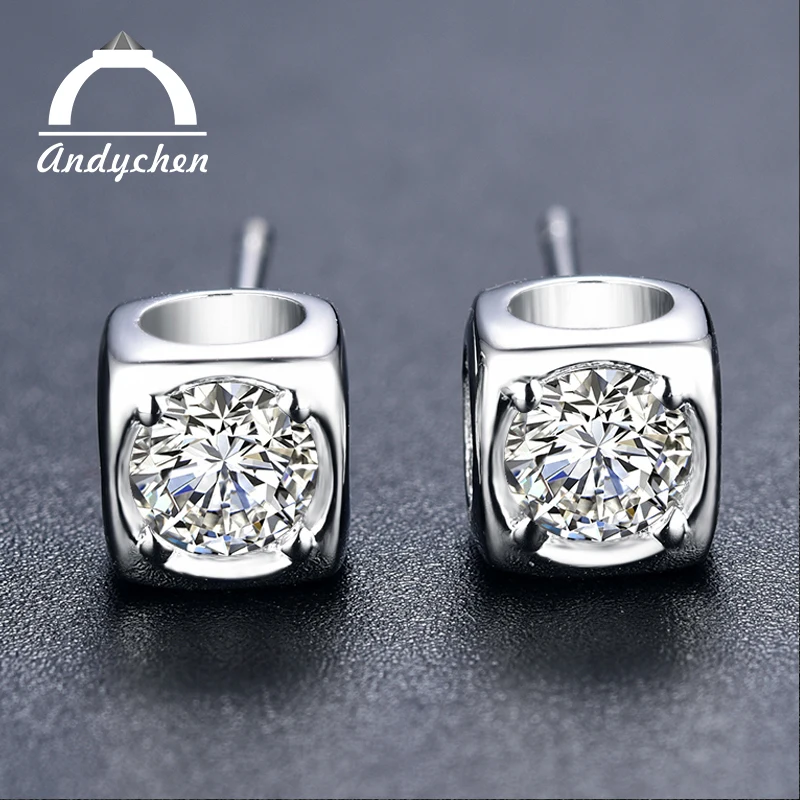AndyChen белого золота Цвет свадебные серьги AAA Ясно Циркон Обручение Jewelry Серьги для