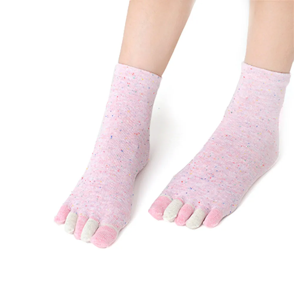 Женские хлопковые разноцветные нескользящие носки с массажным носком полным