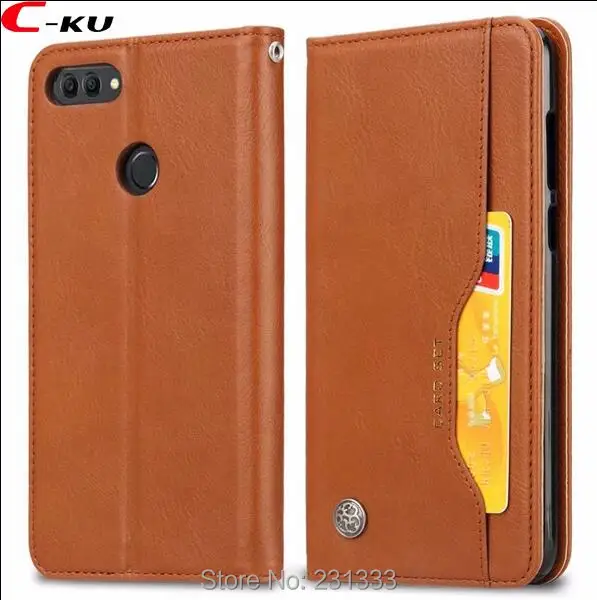 Кожаный чехол-кошелек C-ku в стиле ретро для Huawei Y9 2018 LG K8 подставка из ТПУ с