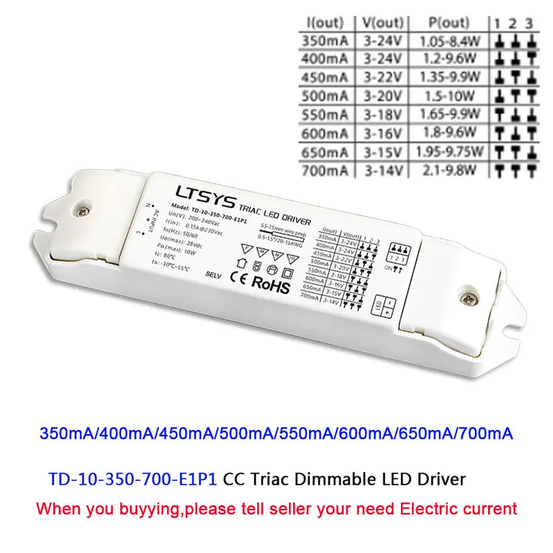 TD-10-350-700-E1P1 10 Вт/15 Вт/20 Вт/25 Вт/30 Вт/36 Вт/50 Вт Светодиодный источник питания, постоянный ток светодиодный диммирующий драйвер, 0/1-10 В диммирующий драйвер; светодиодный светильник для ленты - Цвет: TD-10-350-700-E1P1