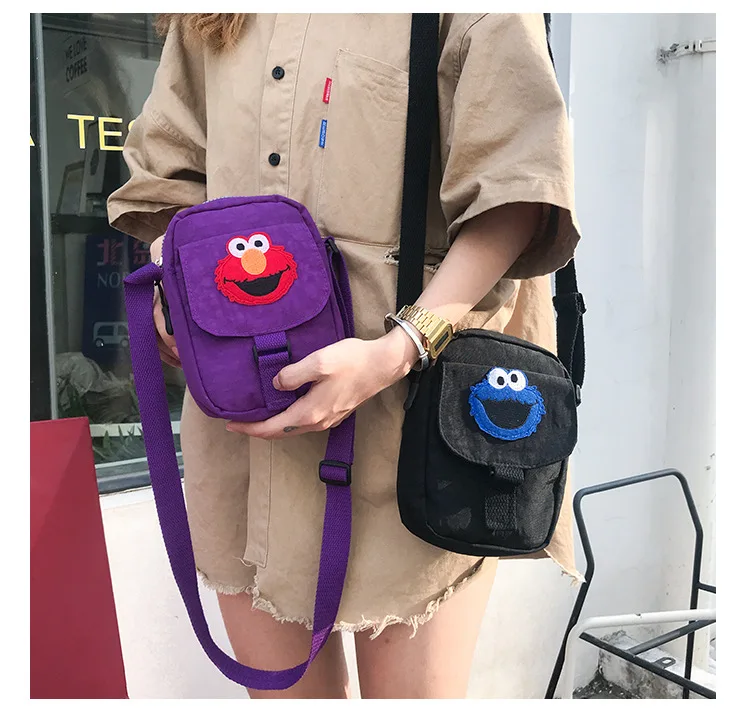 Сумка мессенджер seame Street ELMO cookie Monster Холщовая через плечо карман для мобильного