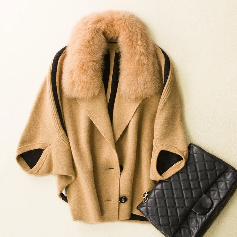 100% норковый кашемировый ТРИКОТАЖНЫЙ КОРОТКИЙ воротник с лисьим мехом для женщин