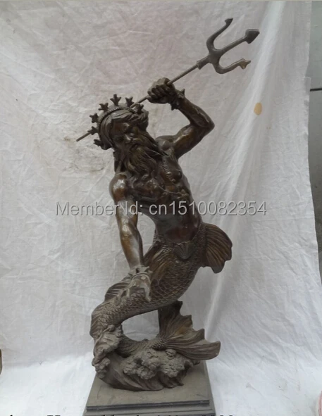28 &quotкитайская Бронзовая скульптура Дэви Джонс Нереус Русалка морская рыба Бог
