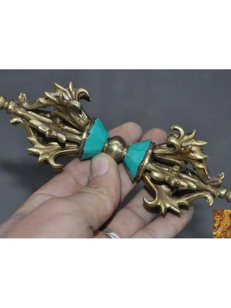 Буддизм Бронзовая инкрустация бирюза Экзорцизм амулет Dorje Vajra phurpa кулон|Статуи и
