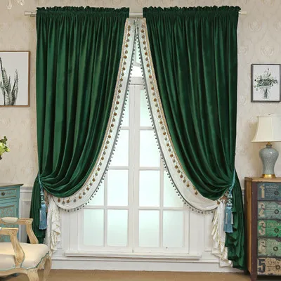 1pc curtain Итальянские бархатные занавески s для гостиной, спальни, кухни, американские Ультра-мягкие занавески, одноцветные утолщенные на заказ Оконные Занавески - Цвет: 1pc curtain