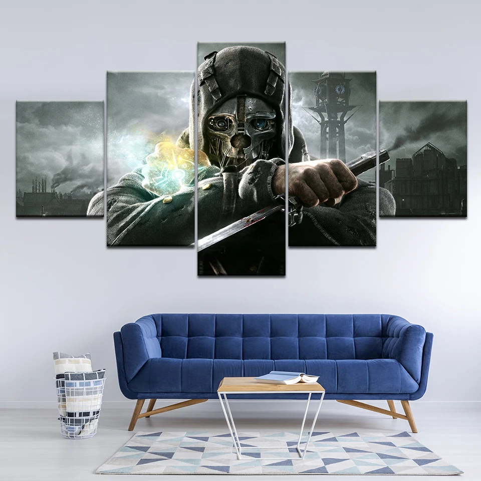 Домашний Декоративный холст HD печатает 5 шт. игра Dishonored 2 Картина модульная