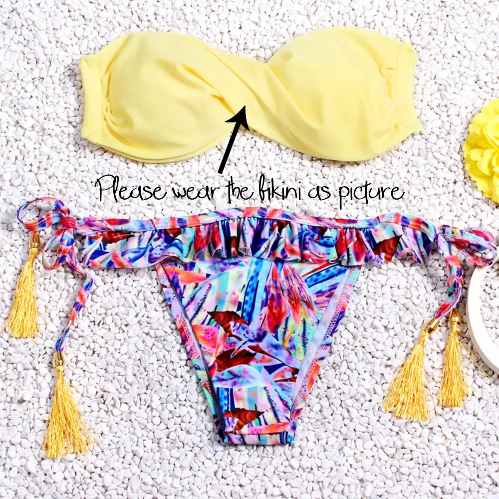 Комплект бразильского бикини двусторонний купальный костюм с лямкой на шее