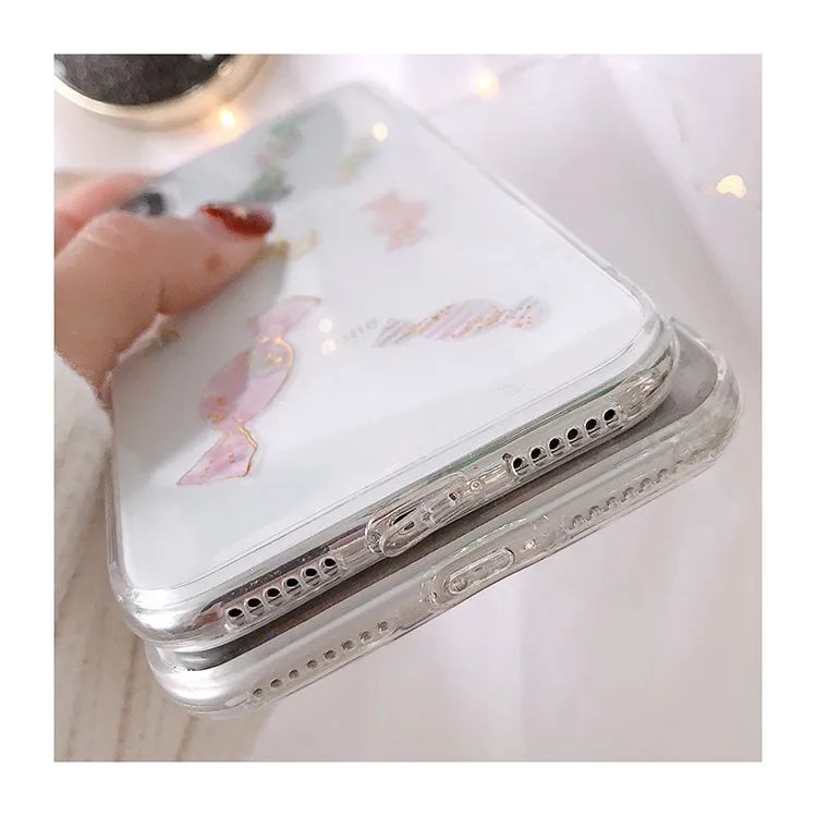 Gimfun Fresh Transparent Candy Phone Case for Iphone 7 Glitter Floral Soft Tpu 6 6s 8 Plus X Back Cover |