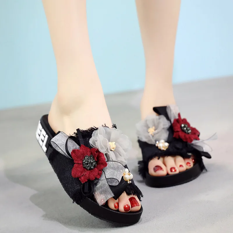 Женские джинсовые сандалии и шлепанцы летние комнатные уличные тапочки