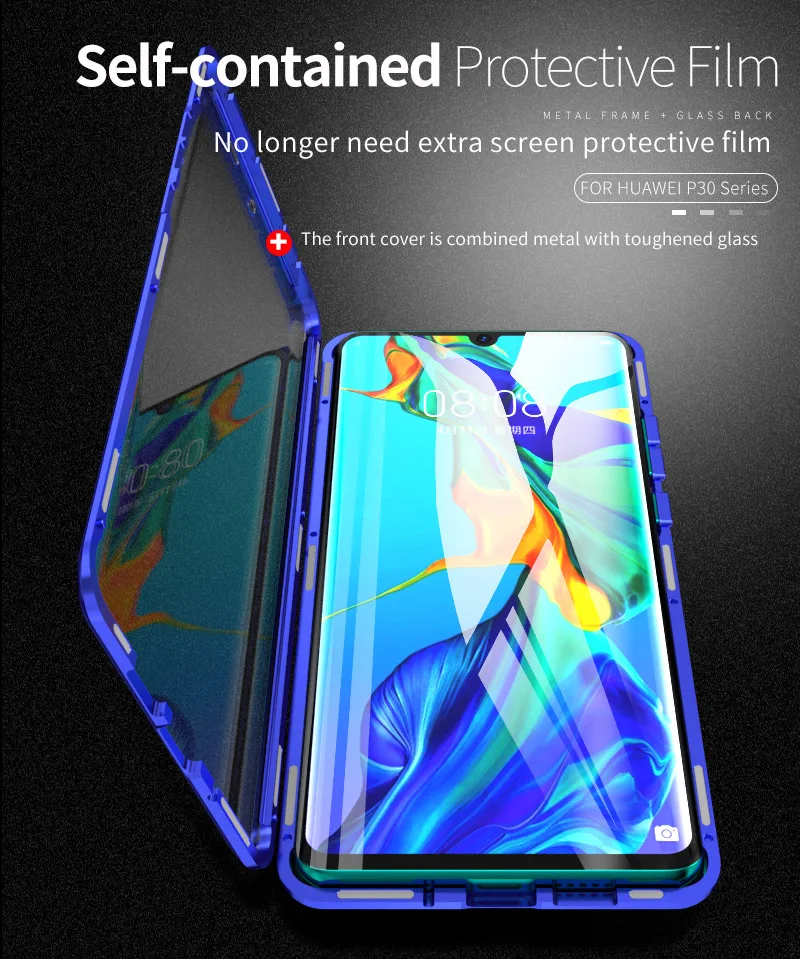 Двусторонний прозрачный стеклянный Магнитный чехол для huawei P30 P20 mate 20 Pro Nova 3i 4 5 Pro 5i Honor 20 Pro 20i V20 Роскошный Полный Чехол