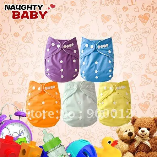 Free Shipping Cloth Diaper-Naughtybaby New Design Beauiful Color Nappy Double Row Snaps Nappy With Insert Set 57 sets(1+1)