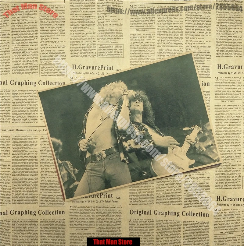 ВИНТАЖНЫЙ ПЛАКАТ Led Zeppelin крафт-бумага ретро-рок постер классический старый группа Ретро плакат 42X30CM - Цвет: Коричневый
