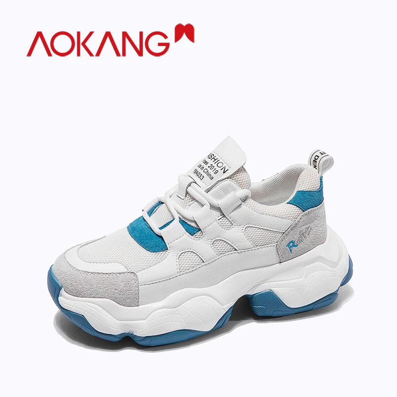 Женские кроссовки на платформе AOKANG черные из сетчатого материала