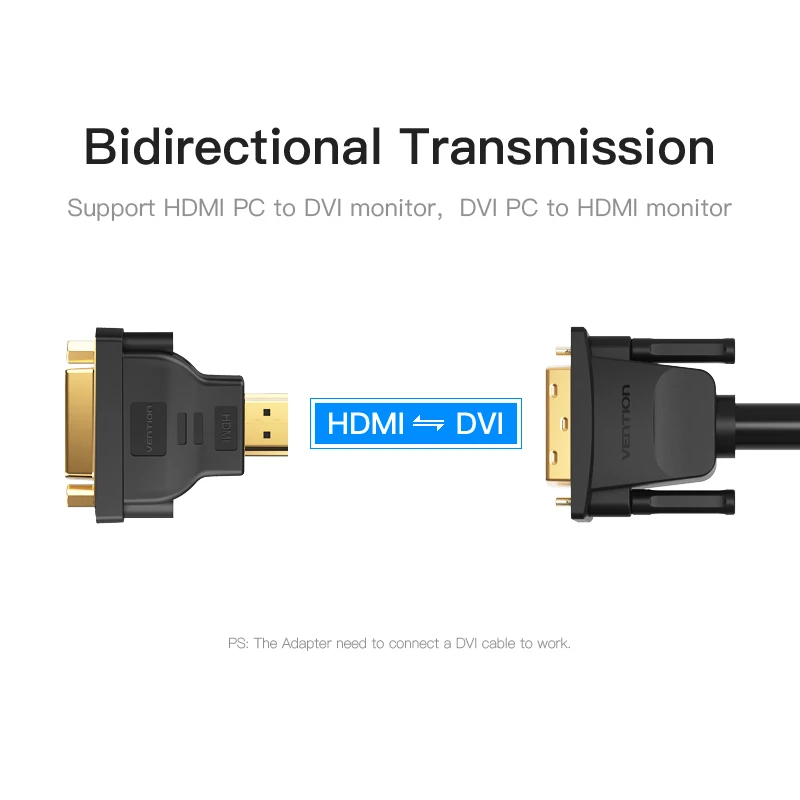 Vention HDMI DVI адаптер 1080P HD ТВ конвертер мужчин и женщин двунаправленный HDMI к DVI разъем для ПК PS3 проектор ТВ 24+ 5