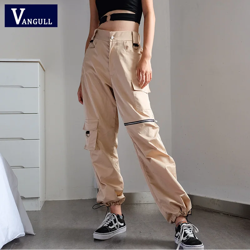 Vangull Новый Высокая талия женские брюки-карго уличная повседневное спортивные
