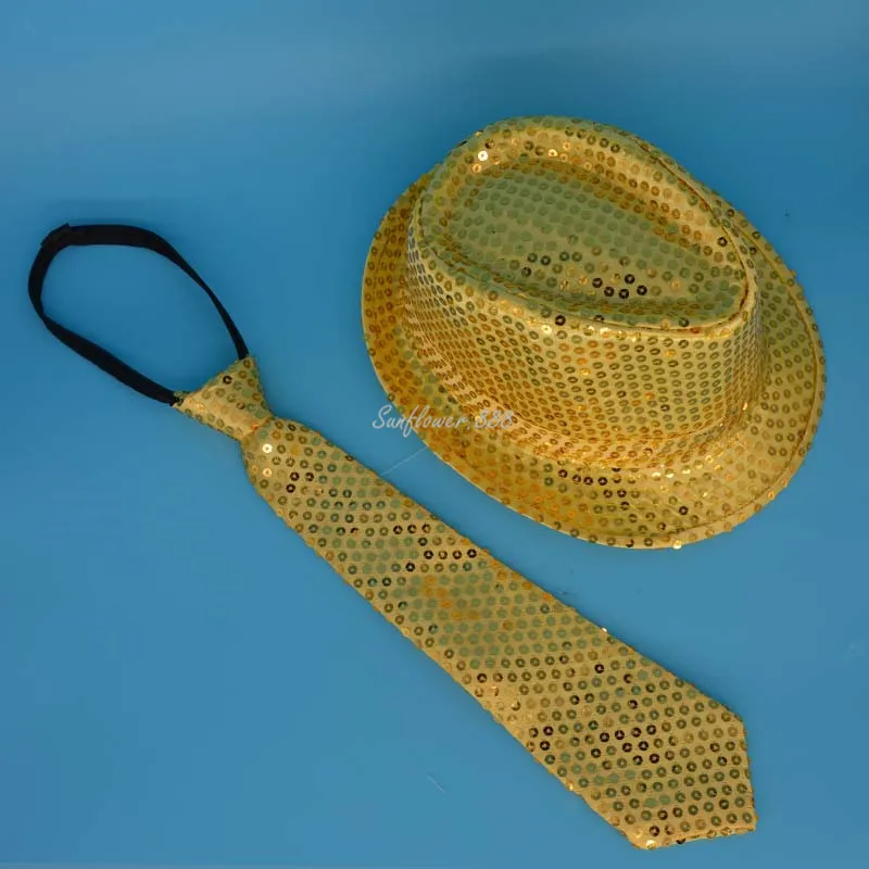 gold hat tie Женский и мужской светодиодный светильник, мигающая блестящая шляпа для джаза, галстук-бабочка, для взрослых, танцевальное шоу, одежда, светящиеся, Рейв, вечерние, свадебные, концертные, для бара, парада - Цвет: gold hat tie