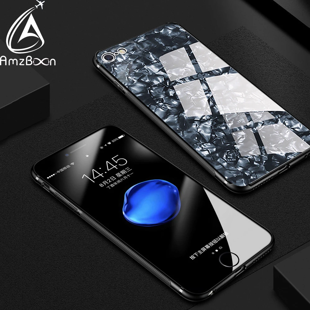 Amzboon Super Hand Feeling TPU Back Glass Protector Silicone Cover Shell For iPhone 6/6s Plus Phone Conque Shock-proof bag Case |