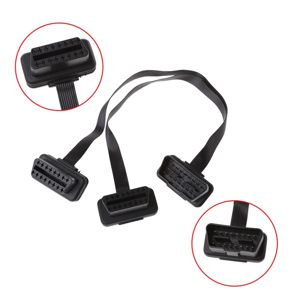 1 шт. плоский тонкий Y образный кабель с 16 контактным разъемом OBD2|Кабели и