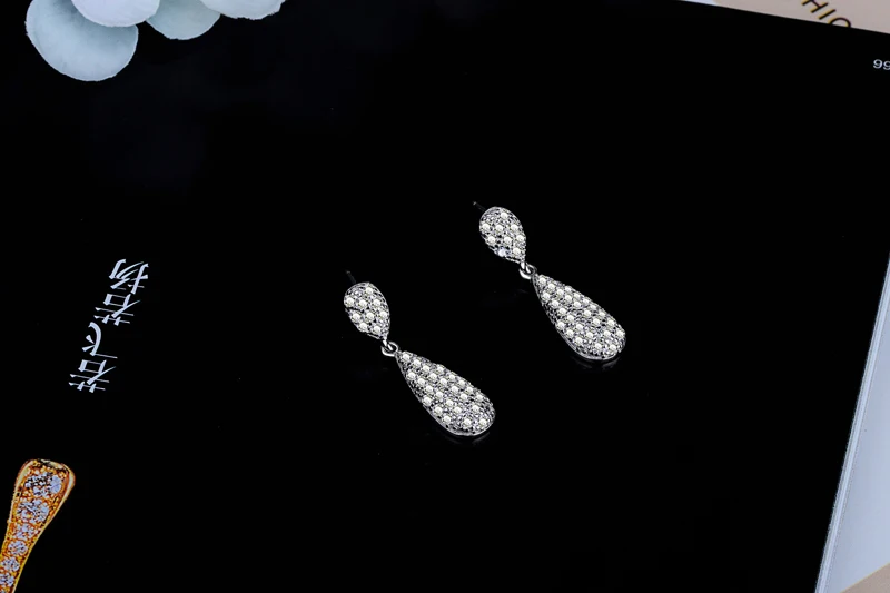 Yanleyu Elegant Female Wedding Jewelry Accessories Original Solid 925 Sterling Silver Water Drop Dangle Earrings for Women PE022 | Украшения