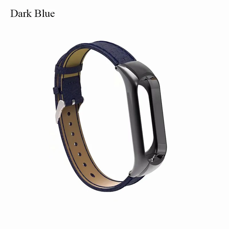 Dark blue BOORUI новейший ремешок из натуральной кожи для Xiaomi mi Band 3, Смарт-часы, браслет mi band 3, ремешок mi 3, аксессуары для ремешка с 5 цветами - Цвет: Dark blue