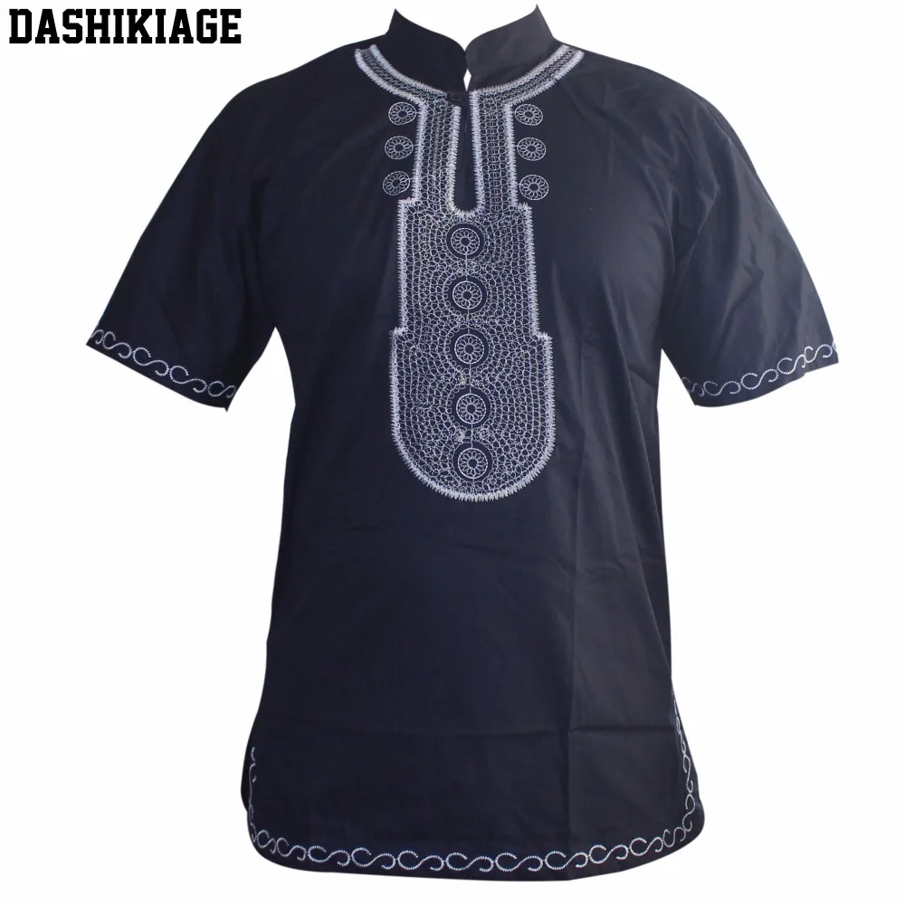 Dashikiage черная белая темно синяя вышитая тонкая африканская хиппи Топ Дашики