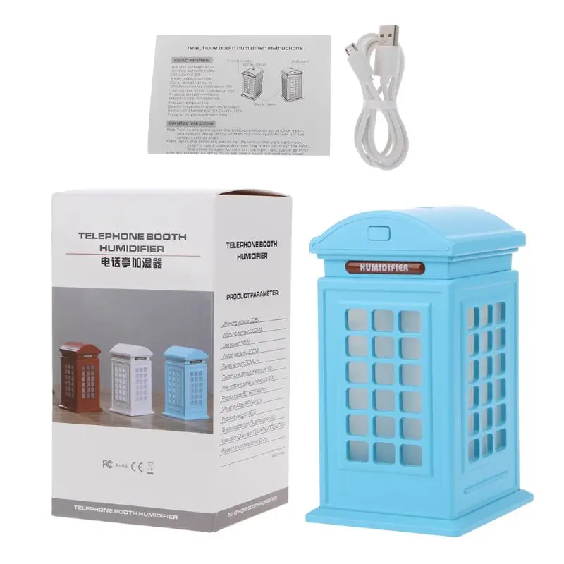 USB Humidifier Telephone Box Car Diffuse LED Lights Ultrasonic Humidifiers Humificador Aromatherapy Aroma for Home 300ML | Бытовая