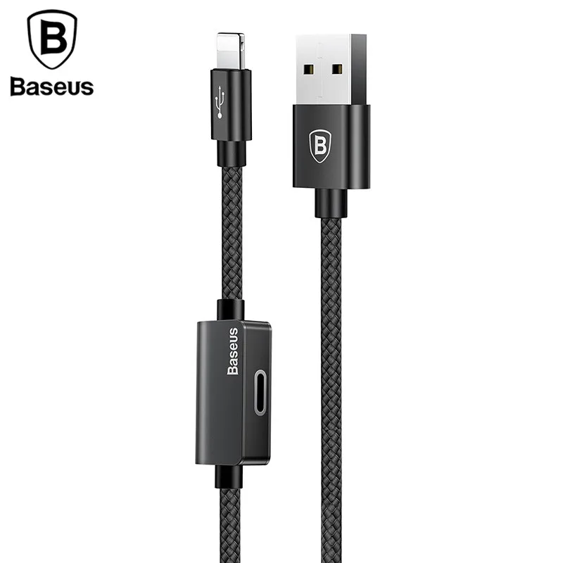 Зарядный кабель Baseus 2 в 1 для iPhone Lightning 8X10 Plus Aux разъем аудиоадаптер зарядки музыки