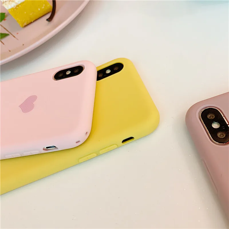 Candy Color Love Heart phone case for iphone XS Max XR For 6 6s 7 8 plus Matte soft silicon tpu cover |