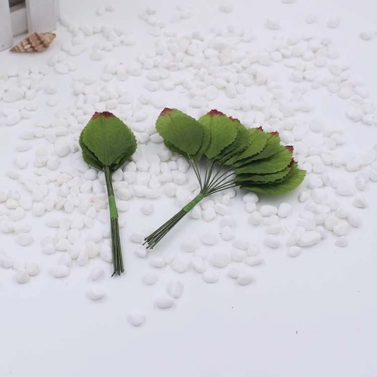 12 шт Мини зеленые шелковые листья в форме листьев искусственный цветок для