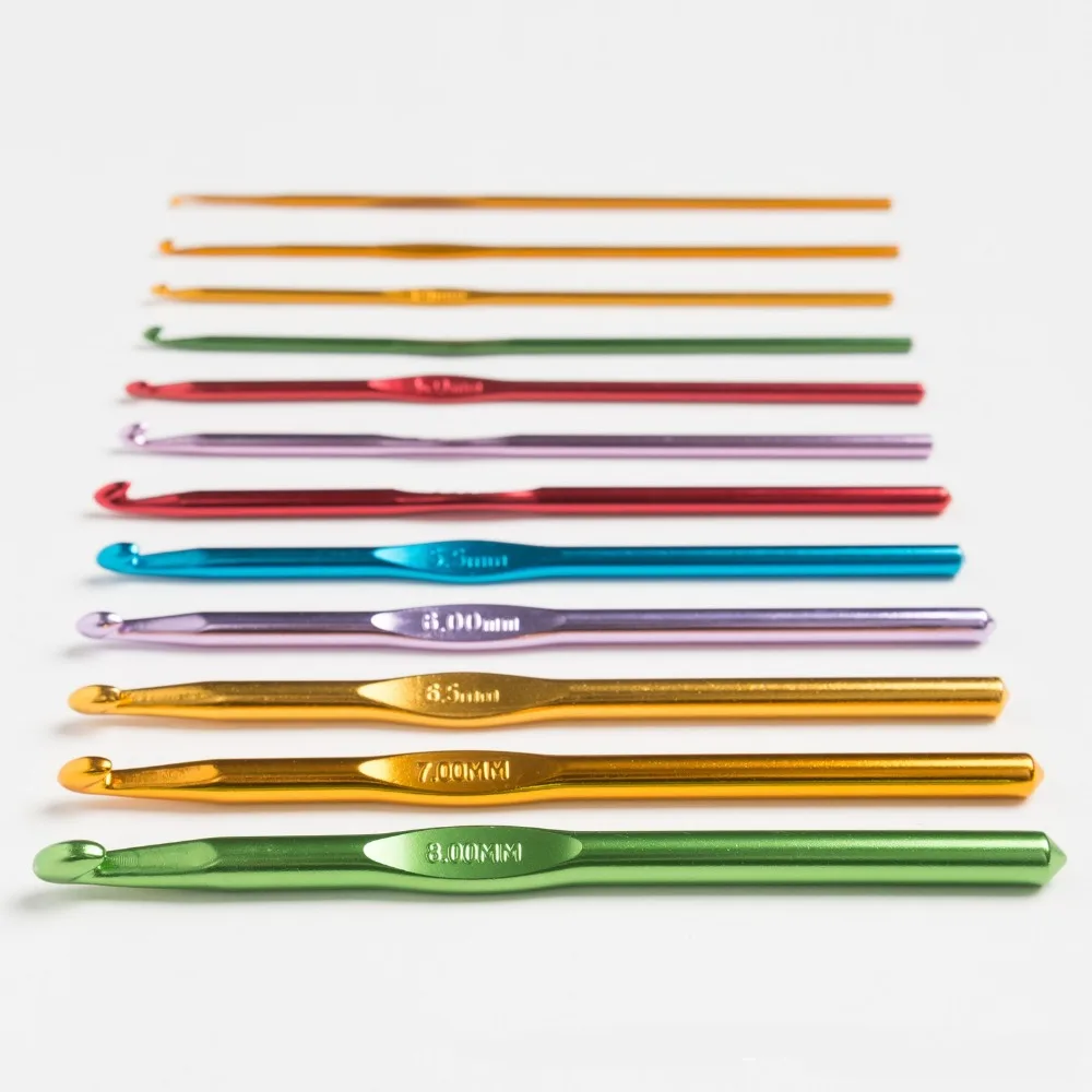 Набор из 22 разноцветных алюминиевых и серебряных вязаных крючком крючков игл