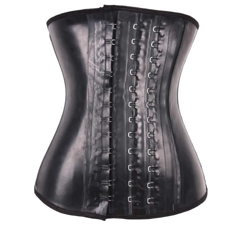 Черный корсет с крючками и стальными косточками под грудь для талии большие