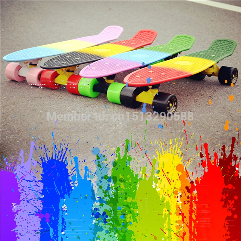 

Peny Board colorful Rainbow Skateboard Complete Retro Girl Boy Cruiser Mini Longboard complete Skate Fish Long Board skate wheel