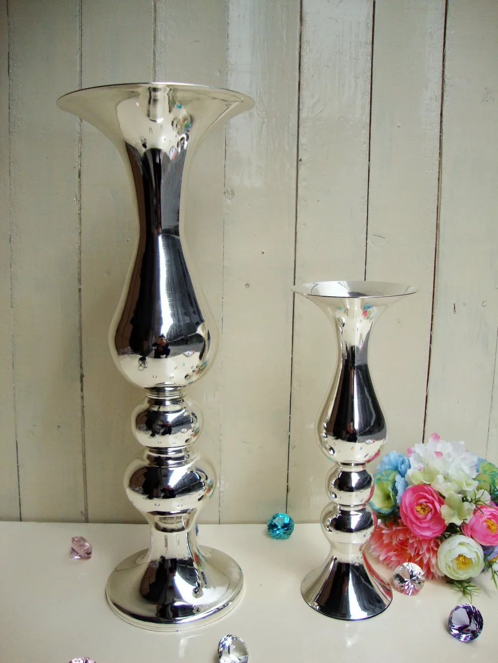 1015 Бесплатная доставка Посеребренная металлическая ваза для цветов подарок на