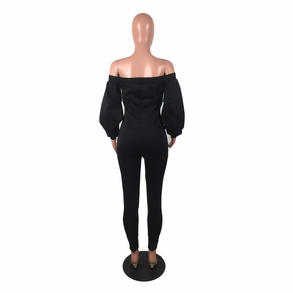 Горячая мода элегантный стиль 2019 bodycon комбинезон женский черный slash средства