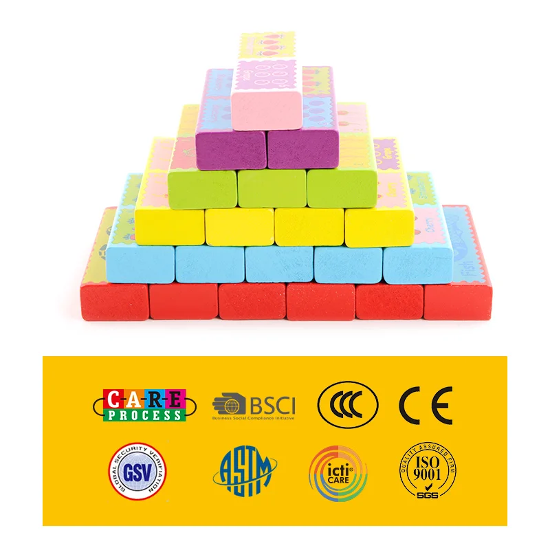 MITOYS 52 шт. 3 в 1 деревянные блоки строительные башни игрушки домино штабелер