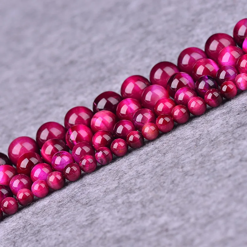 

Free Shipping Natural Stone Magenta Tiger Eye Agat Round Beads 15" Strand4 6 8 10 12 14MM Pick Size For charm Jewelry making