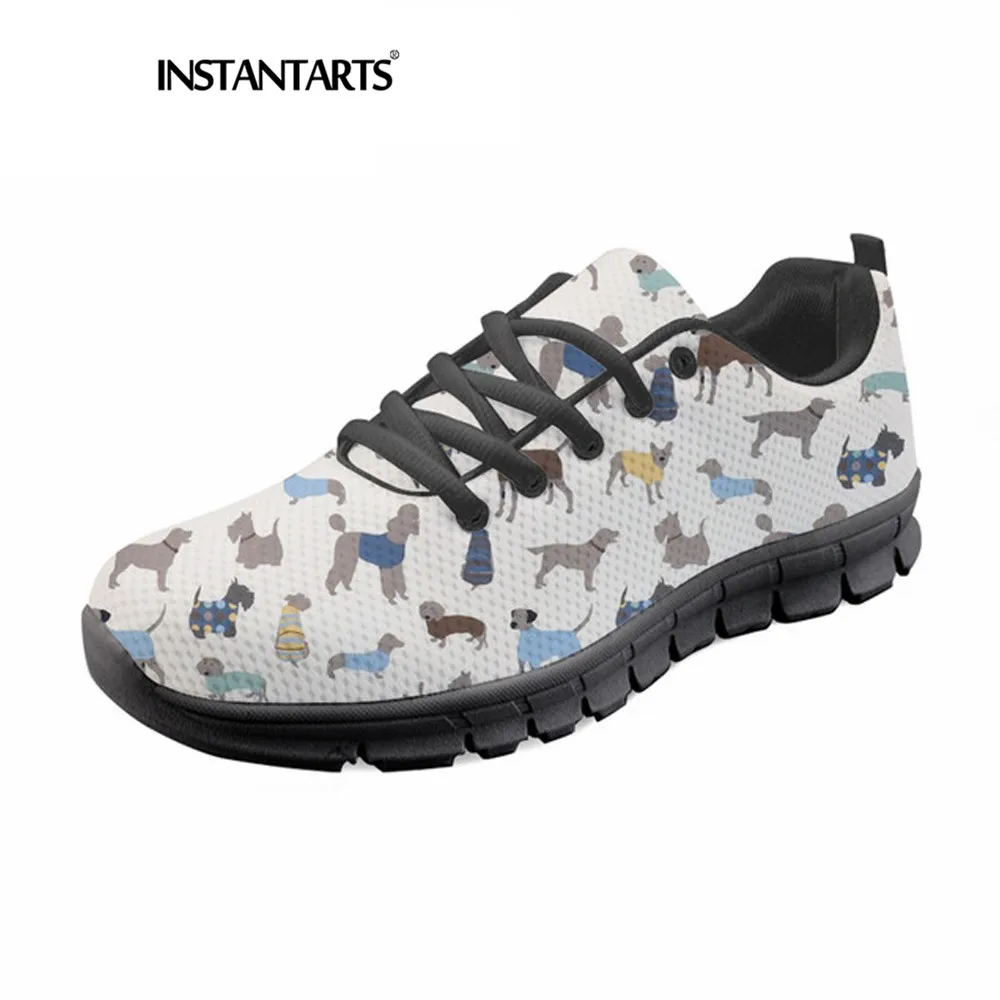 INSTANTARTS Women Fashion Boxes Dog Flats 3D Cute Pattern Spring Autumn Youth Girl Ladies Comfortable Lace Up Sneakers Shoes | Обувь