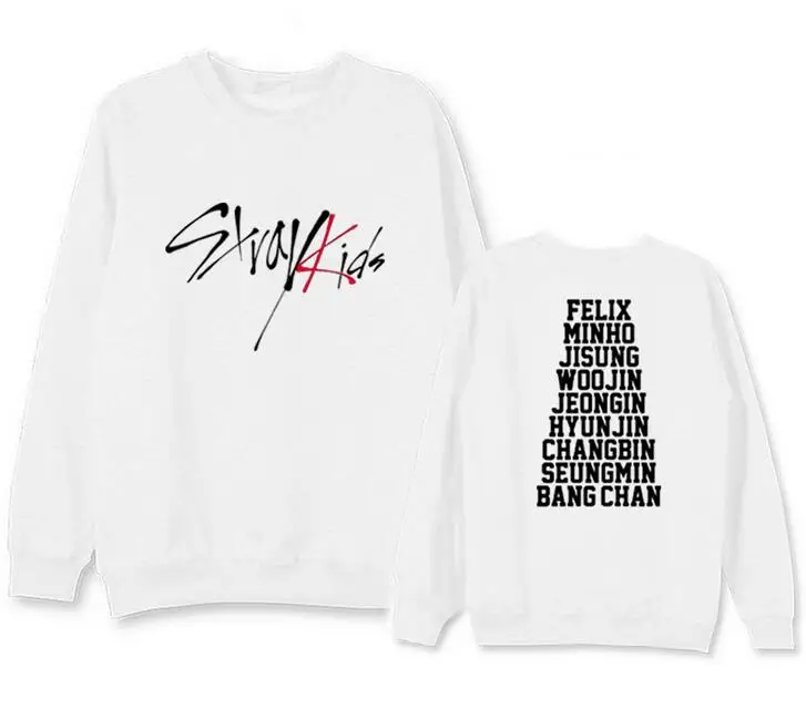 

Kpop Straykids all member names printing o neck pullover hoodies for fans unisex loose fleece/thin sweatshirt stays supportive