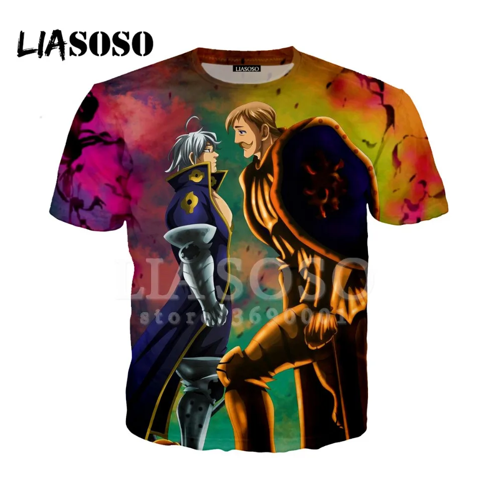 LIASOSO 2018 Женская и мужская футболка с 3D принтом из аниме The Seven Deadly Sins Escanor летняя